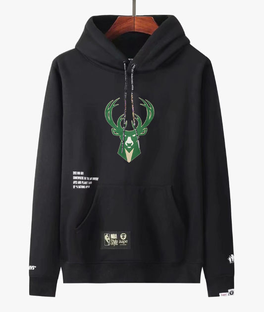 MOLETOM AAPE X NBA BUCKS 'BLACK'