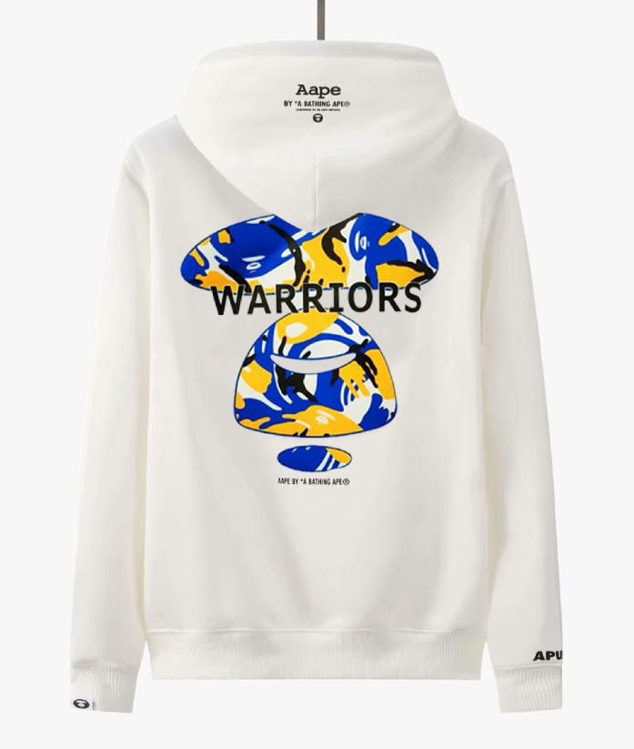 MOLETOM AAPE X NBA WARRIORS 'WHITE'