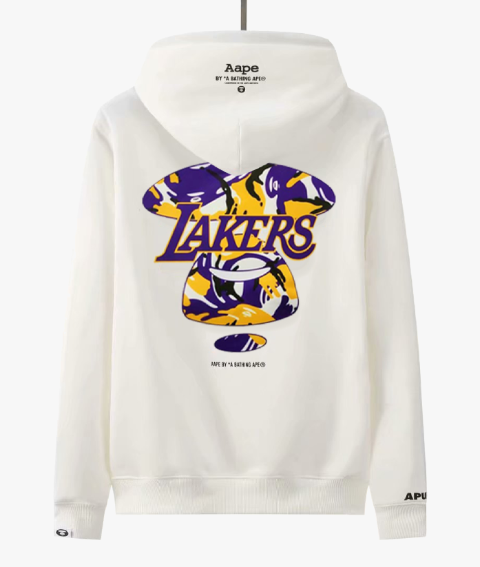 MOLETOM AAPE X NBA LA LAKERS 'WHITE'