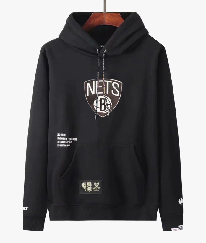 MOLETOM AAPE X NBA BKLYN NETS 'BLACK'